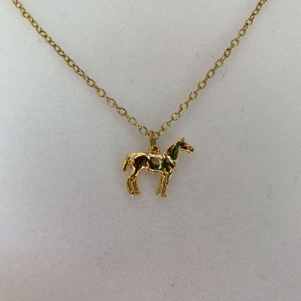 Gold horse / equestrian pendant / charm necklace - Picture 2 of 4